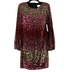 Premier Amour | Sequin Dress Long Sleeve Black Red Pink Gold Party NWT Womens 8